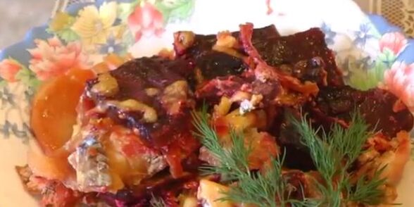 Baked pollen fillet with beets for the Dukan diet