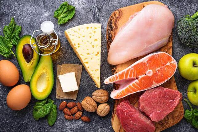 The diet of a low carb diet consists of products that contain animal and vegetable proteins with fats. 